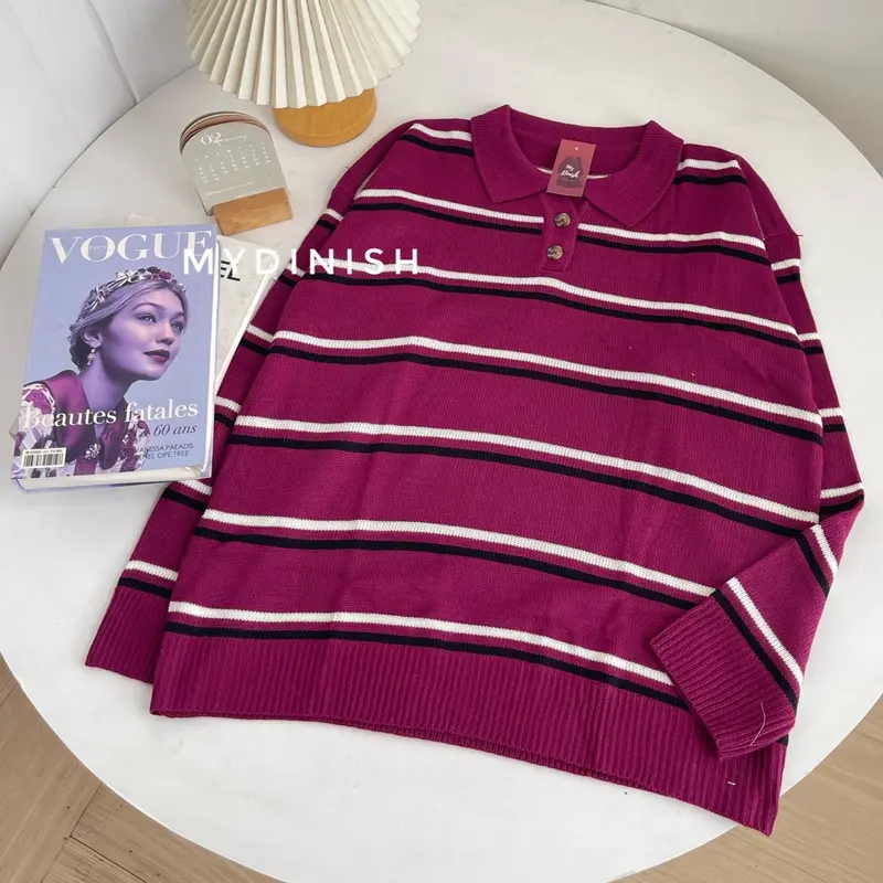 Polo Levronka Blouse - Atasan Rajut Wanita Korea Baju Kerah 5