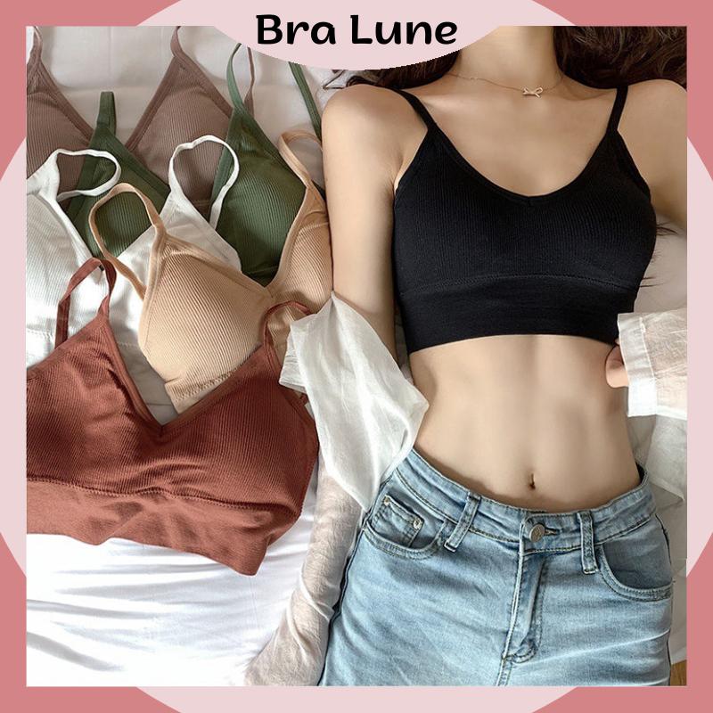 Áo bra nữ cotton mút mỏng có thể tháo rời BRALUNE ôm sát cá tính tôn vòng 1 mã ANM-66 Top Thun Đen