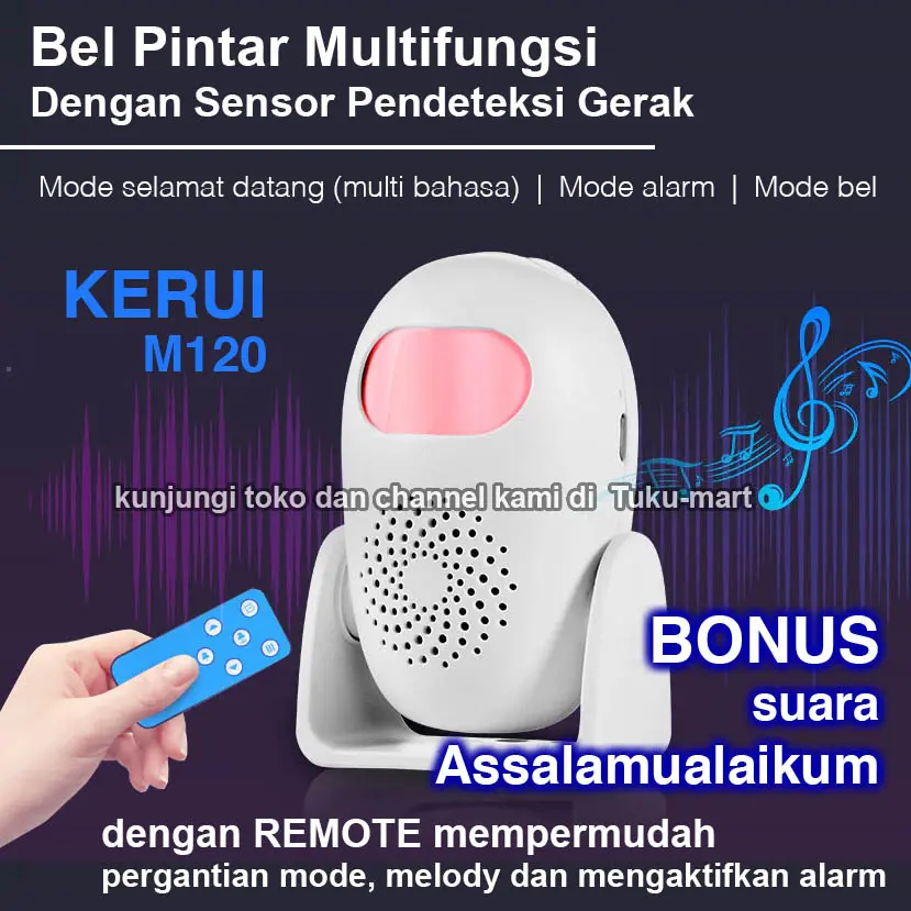 KERUI M120 Bel Rumah Toko Selamat Datang dan Alarm Sensor Gerak Remote Pir