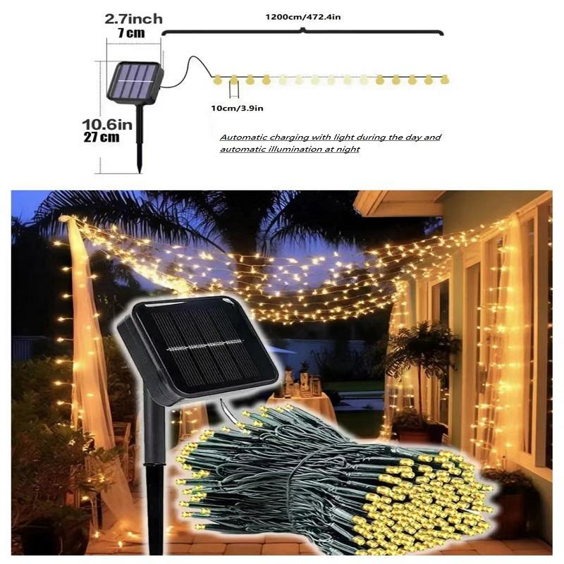 Solar Powered LED DIY Tree Light, 1 Count 12M LED Solar String Light, LED Fairy Lights String, IP65 Waterproof Garden Decorative Light For Courtyard Wedding Party Decoration 1