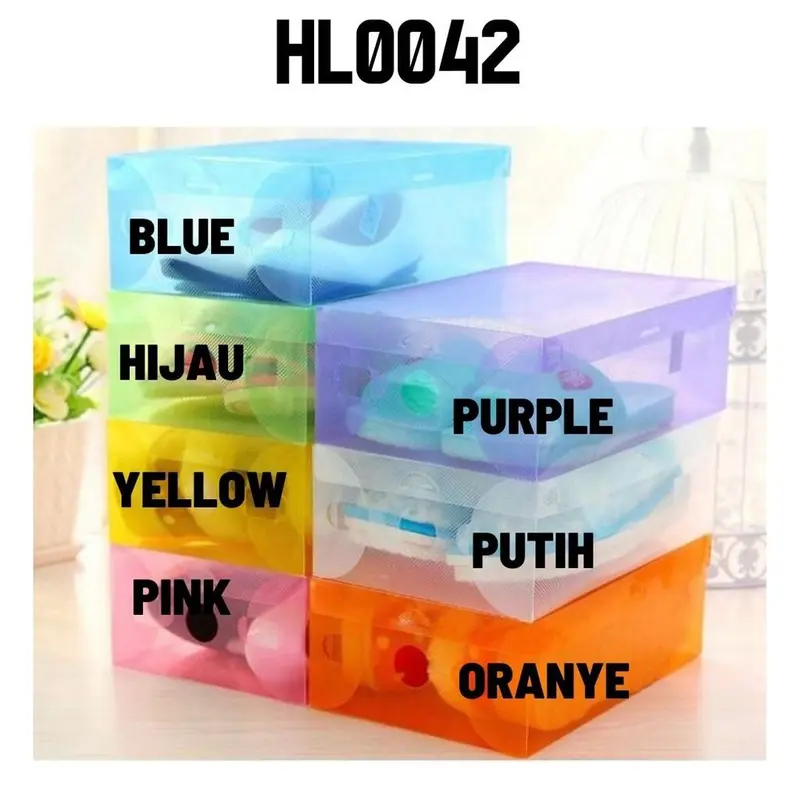 HL0042 Kotak Sepatu Lipat Transparan Serbaguna Shoes Box Organizer Multifungsi 1