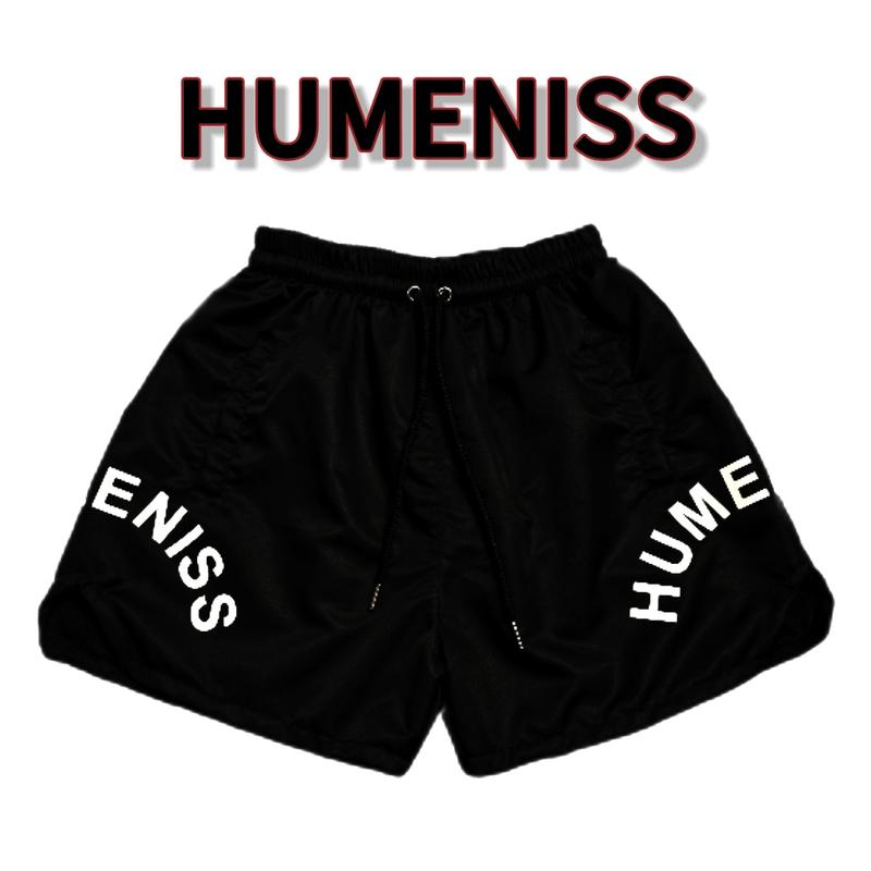 [HUMENISS] - Quần short nam from trên gốI, VẢI DÙ 2 lớp,Logo in 2 bên có túi, ĐEN,XÁM Menswear