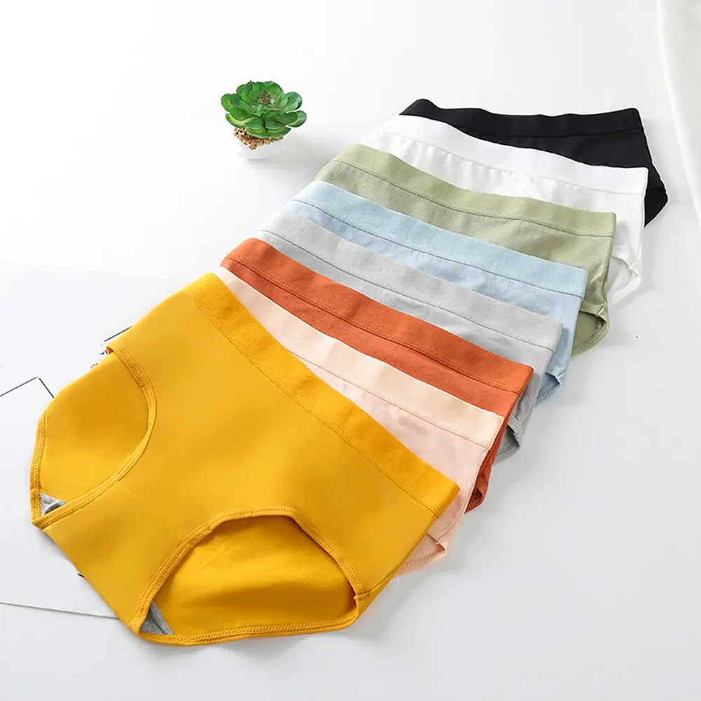 Women's Underwear Macaron Color Mid-waist Cute Simple Underwear