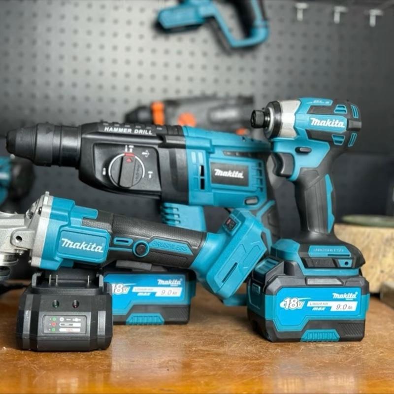  Combo 3 Máy Khoan Pin   KHÔNG HỘP ĐỰNG    2 Pin 15 Cell Mẫu Mới Vỏ Chống Sốc - Động Cơ Từ Không Chổi Than - Chân Pin Phổ Thông 