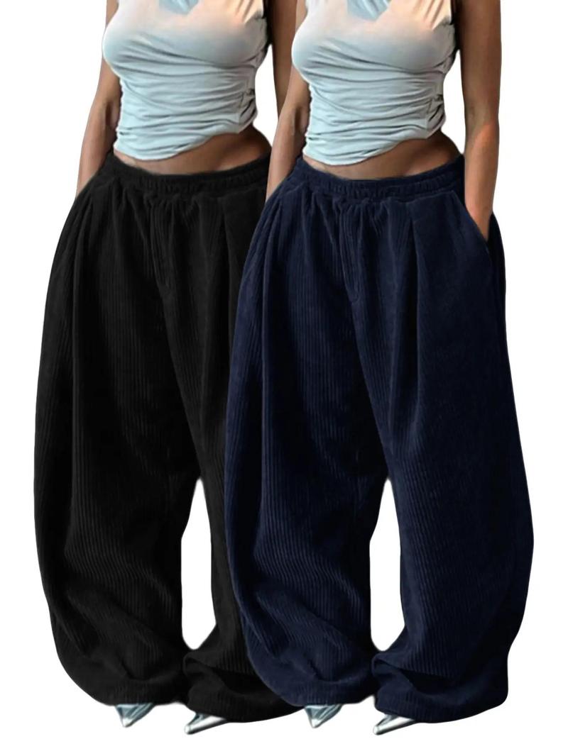 Product Introduction of Women's Solid Drawstring High Waist Wide Leg Pants, Fashion Casual Straight Leg Trousers for Spring & Fall, Women's Bottoms for Daily Outdoor Wear, Baggy Pants 14