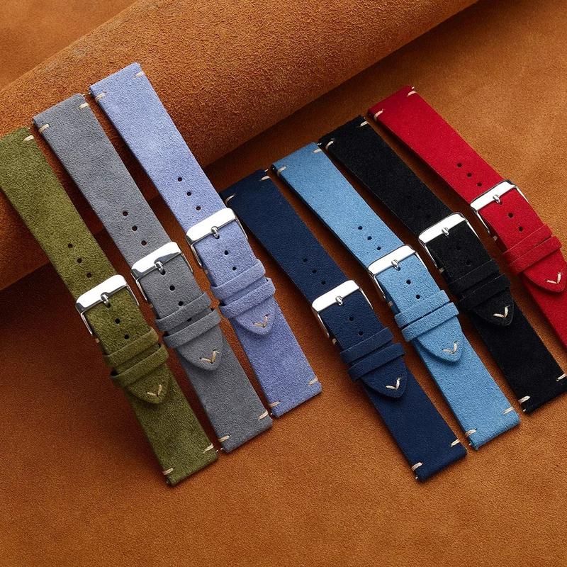 Product Introduction of Wristband 20mm 22mm 4mm 16mm 18mm Quick Release Soft Suede Strap Brown Watch Bands Calfskin Bracelet Women&Men Accessories 5