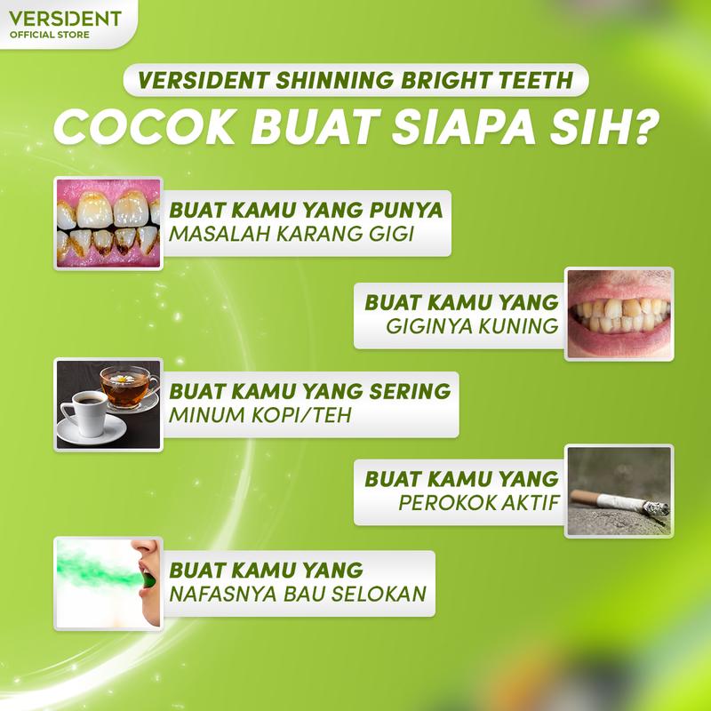 VERSIDENT Shinning Bright Teeth 2 Pcs - Pasta Gigi, Pemutih Gigi, Mencerahkan Gigi, Perawatan Pada Gigi [BPOM} 3