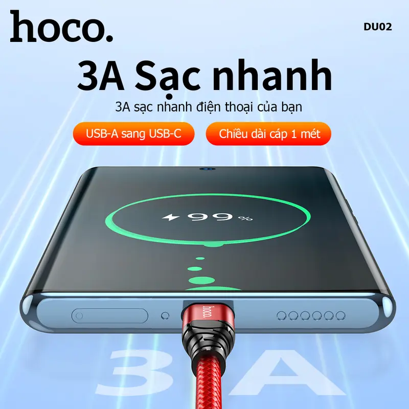 Cáp sạc bện nylon - dây dù Hoco sạc nhanh 2.4-3A - Chuyển dữ liệu -  Bền bỉ 1