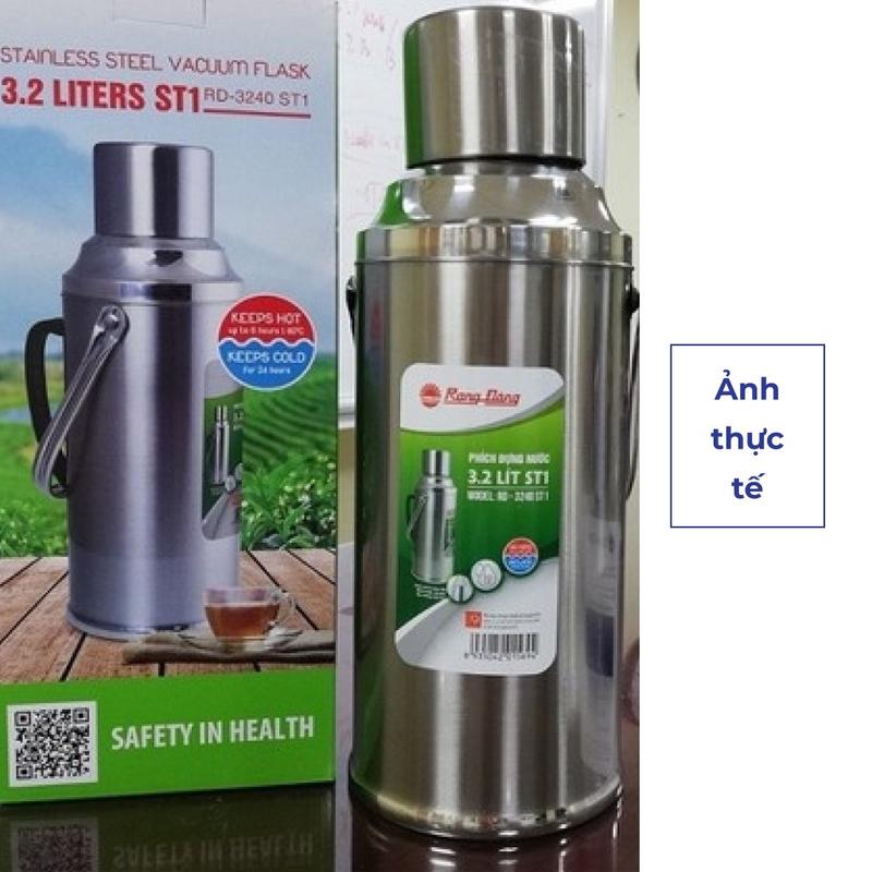 Phích nước Rạng Đông 3,2 lít, Bình thuỷ giữ nhiệt, chất liệu inox cao cấp, Model: RD 3240 ST1