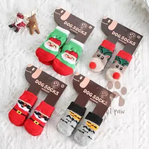 Petpaw Christmas Natal Kaos Kaki Anti Slip Katun Anjing Kucing Socks