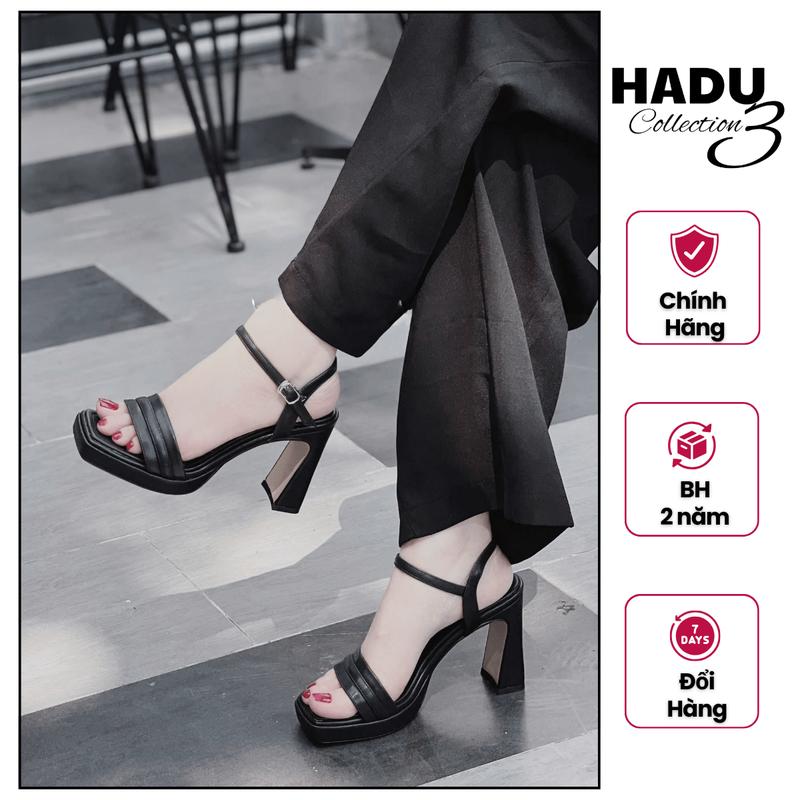 Giày Sandal Cao Gót 9P Sườn Kép 4 Lơp Quai Ngang ARES HADU M956, Da PU Cao Cấp BH 12T DéP Nữ