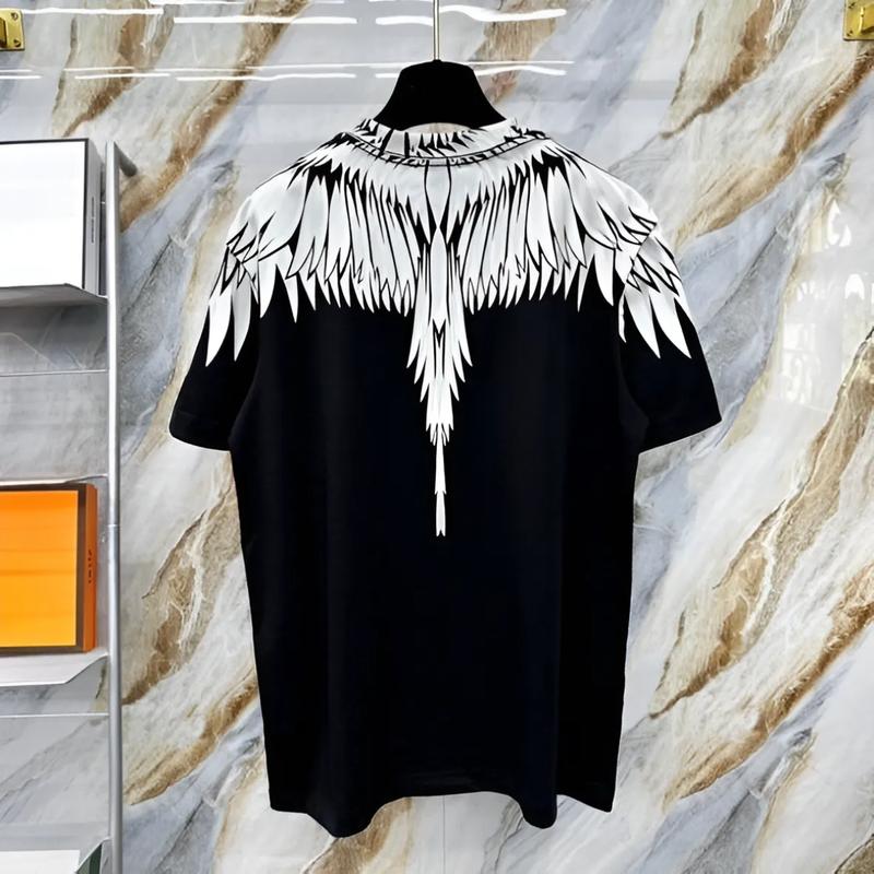 Áo Thun Cánh Chim Trắng In Vòng Quanh Cổ-Phong Cách Boy Phố Girl Phố Chất Menswear Cổ Tròn