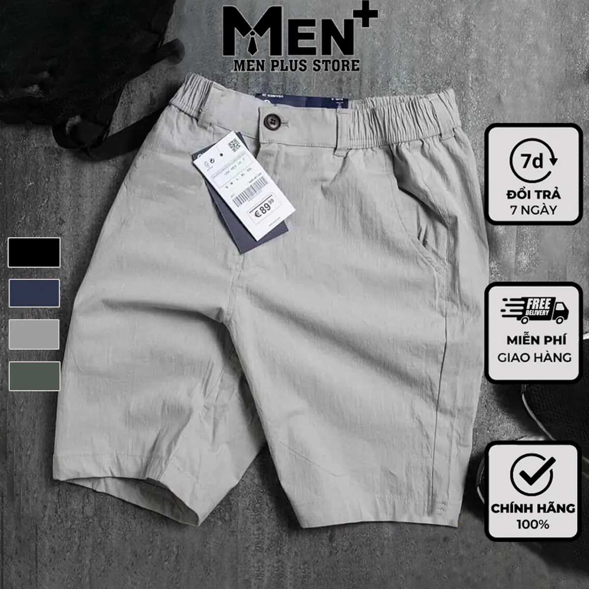 Quần short nam form rộng kiểu dáng Hàn Quốc kết hợp vải đũi xước siêu nhẹ siêu mát