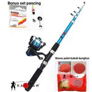 Paket Joran Pancing Antena Carbon Kagawa Antena lengkap Pelet tegek Reel Pancing Putar Rill
