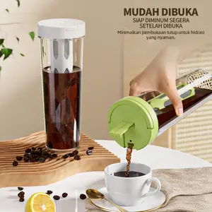 1000mL Teko Kopi Cold Brew! Teko Berstandar Pangan dengan Tutup Kedap Udara, Saringan, dan Pegangan untuk Membawa - Ideal untuk Penggunaan Rumah Tangga