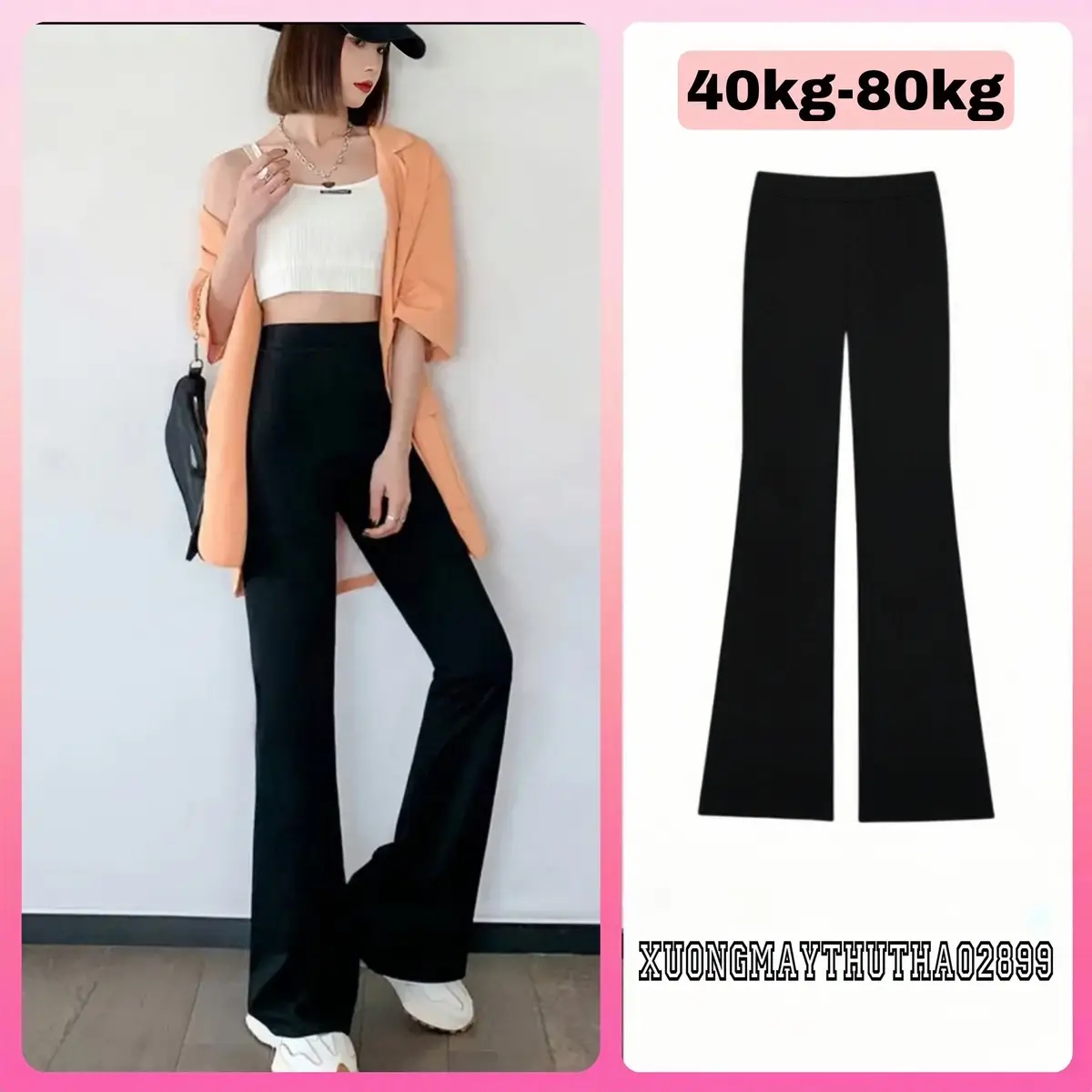 Quần Legging Ống Loe Cạp Chun Chất Thun Tôn Dáng Xinh Nữ Cotton