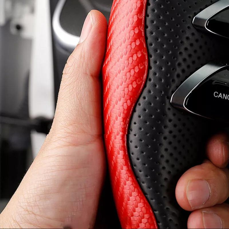 Universal Carbon Fiber Car Steering Wheel Cover Car Accessory Non-Slip Steering Wheel Booster Cover Car Steering Wheel Grips Cover 4