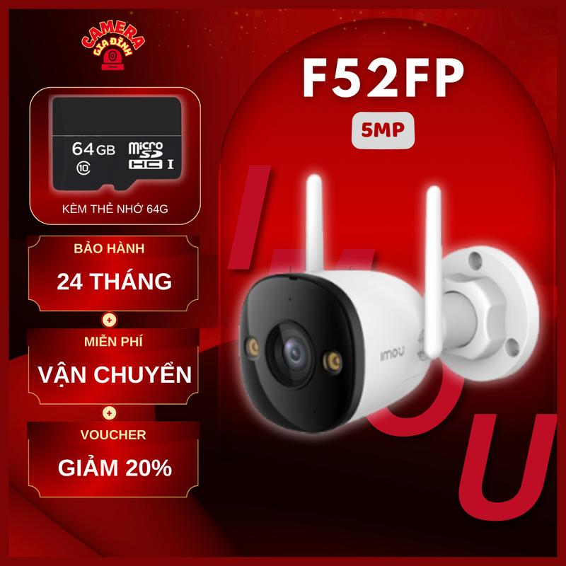   COMBO  Camera Wifi IMOU F52FP 5mp - 3K Tặng thẻ 64G chính hãng góc rộng 120 độ tích hợp mic ghi âm đêm có màu chồng bụi chống nước Security Cameras & Systems 