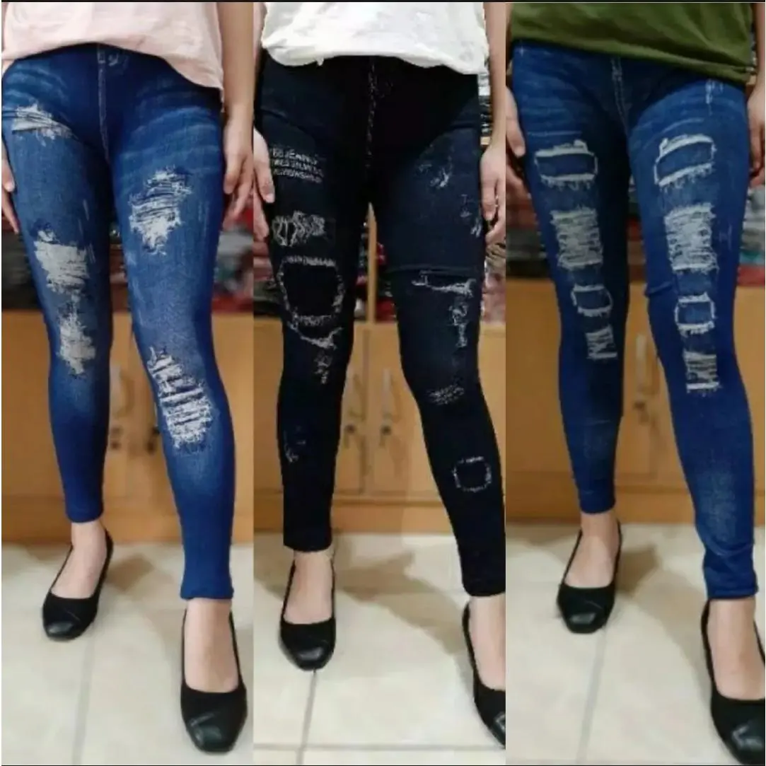 Legging riped jeans/legging wanita/legging premium/legging Celana Melar Nyaman Panjang Lembut