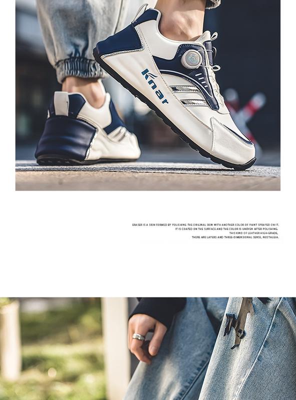 Product Introduction of Rotating button shoes men's sneakers men's shoes spring and autumn leather waterproof non-slip casual shoes fashionable shoes all-matching travel shoes Closed Runner Trainers Footwear Training Running Walking Shoes 7