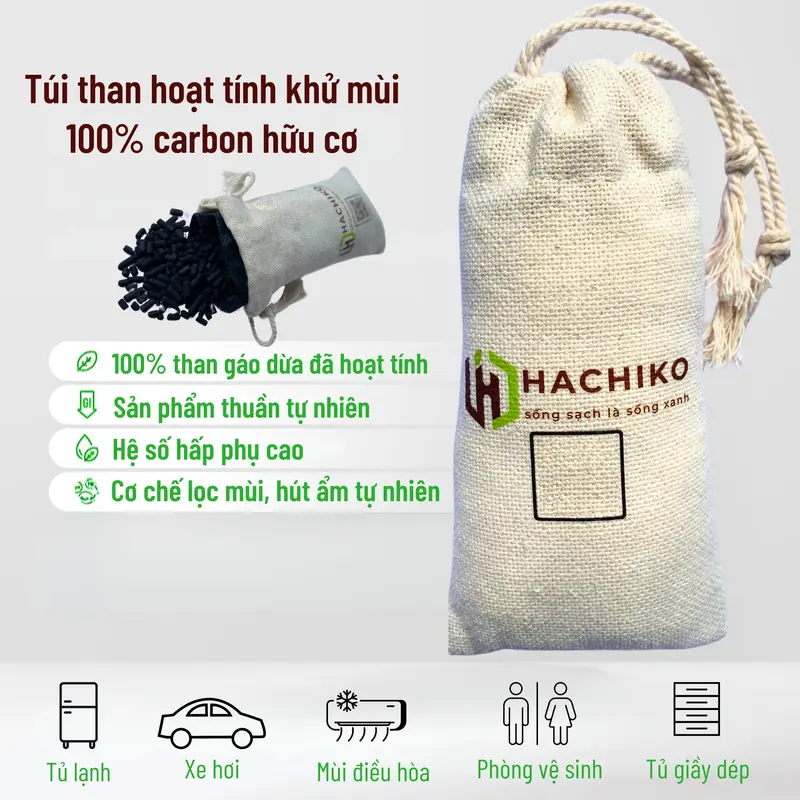 Hachiko - Túi than hoạt tính dùng để hút mùi ô tô, phòng điều hòa - Than hoạt tính khử mùi ẩm mốc Dầu Thơm Phòng Dầu Thơm 0