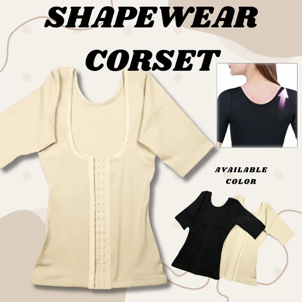 Women breasted short sleeve abdominal waist trainer tops body underwear vest arm shaper tights Corset Nylon