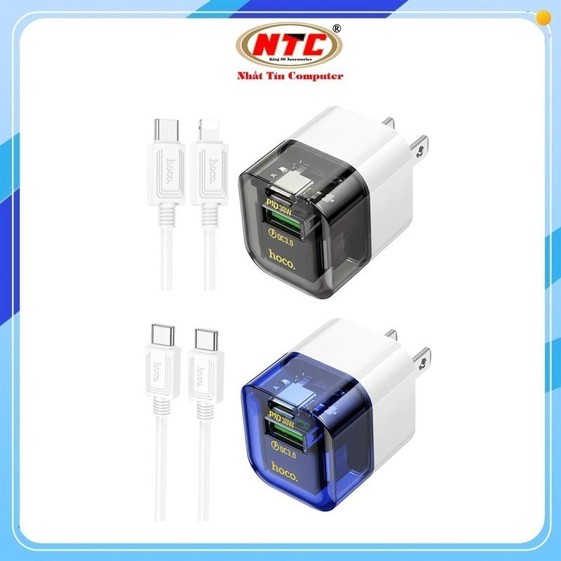 Bộ sạc nhanh 2 cổng Hoco DM-C3 PD TypeC 30W và QC3.0 18W kèm cáp TypeC or LN màu Random - Nhất Tín Computer sạcnhanhi phone