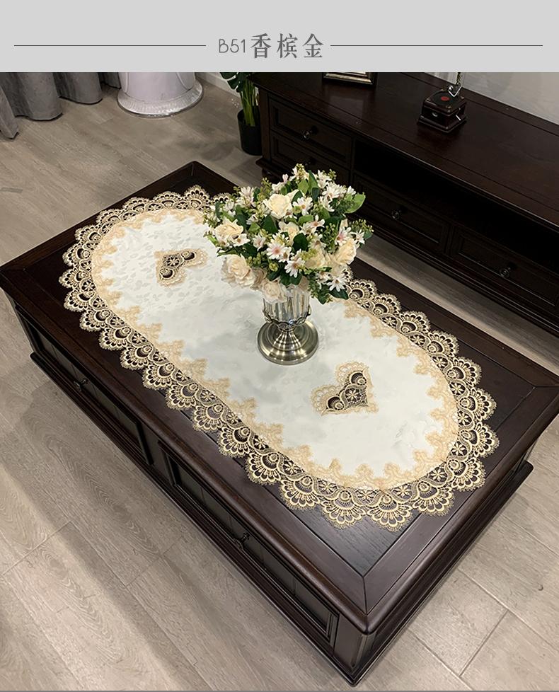 Product Introduction of Khăn trải bàn cà phê, Hình Bầu Dục, Phong cách châu Âu và hiện đại, Thảm trải bàn phòng Khách với ren, làm bằng vải, Thích hợp cho bàn ăn hiện đại và đơn giản của Mỹ, Khăn trải bàn Mỹ 14