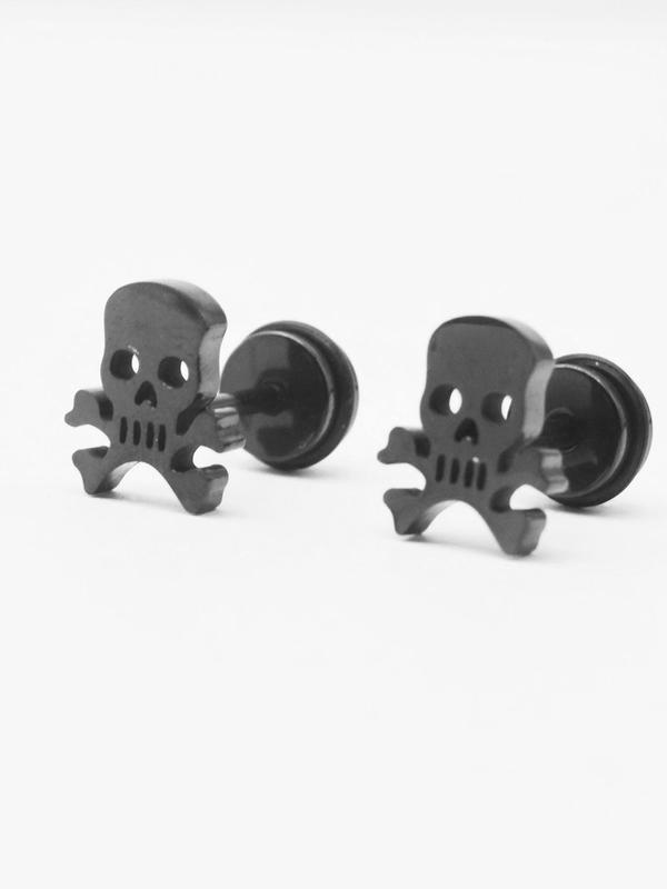 Punk Style Skull Design Earrings, Fashionable Stainless Steel Earrings for Men & Women, Trendy All-match Goth Jewelry for Birthday Gift 6