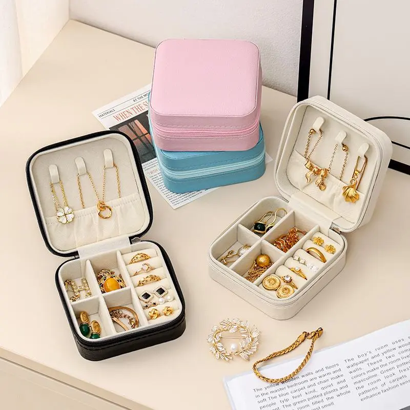 Mini Jewelry Storage Box, Portable Travel Jewelry Case, Multi-grid Jewelry Box for Rings Earrings Necklace Bracelets, Travel Accessories, Beauty Organizer 8