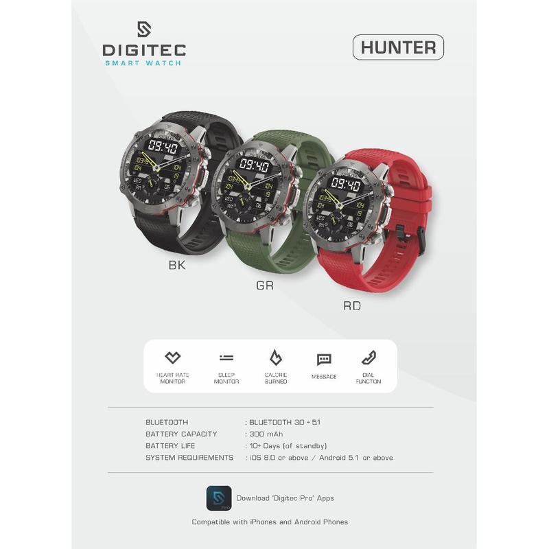 DIGITEC DG SW HUNTER / DG-SW-HUNTER Smart Watch Smartwatch ORIGINAL 1