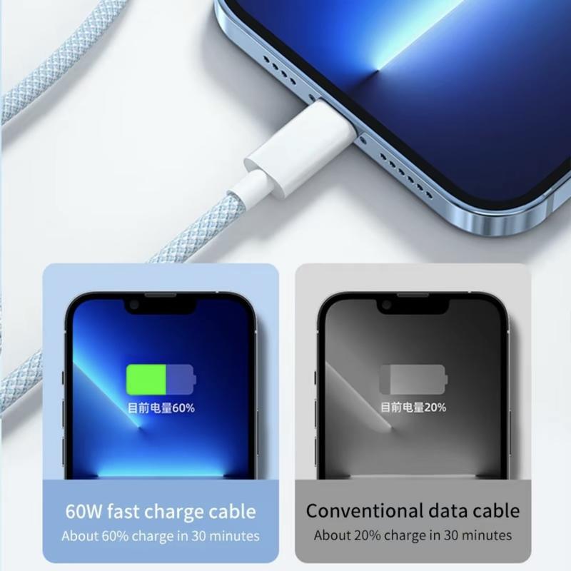 Product Introduction of Cáp iPhone, PD 20W, Type-C sang Type-C, Sạc nhanh, Dây dù, Tương thích với iPhone 15 và 16 Pro Max 4