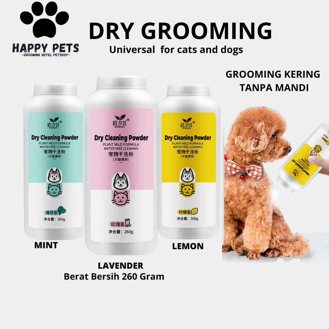 Bedak Grooming Premium Kucing Anjing 260 Gram Grooming Kering