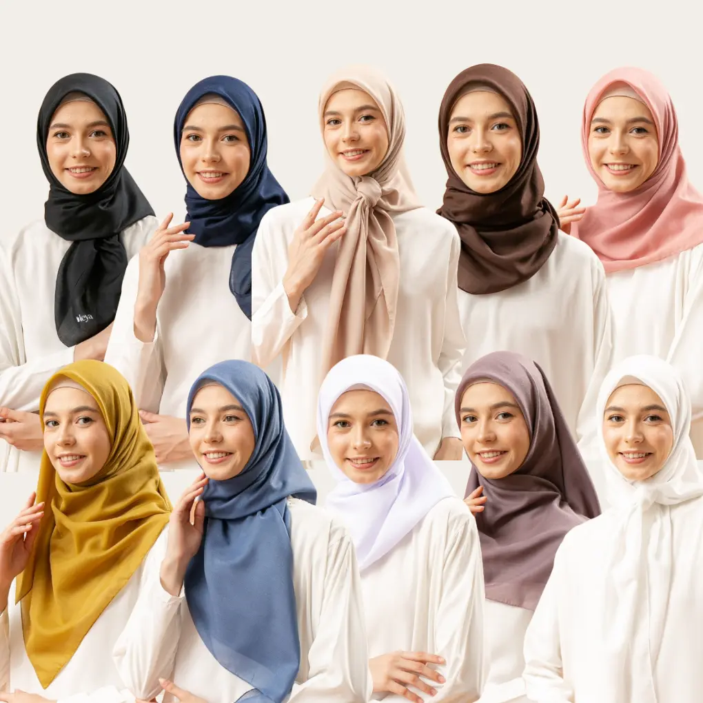 LEYA - Lucia Hijab Segi Empat Polos Bahan Voal Ukuran 115x115