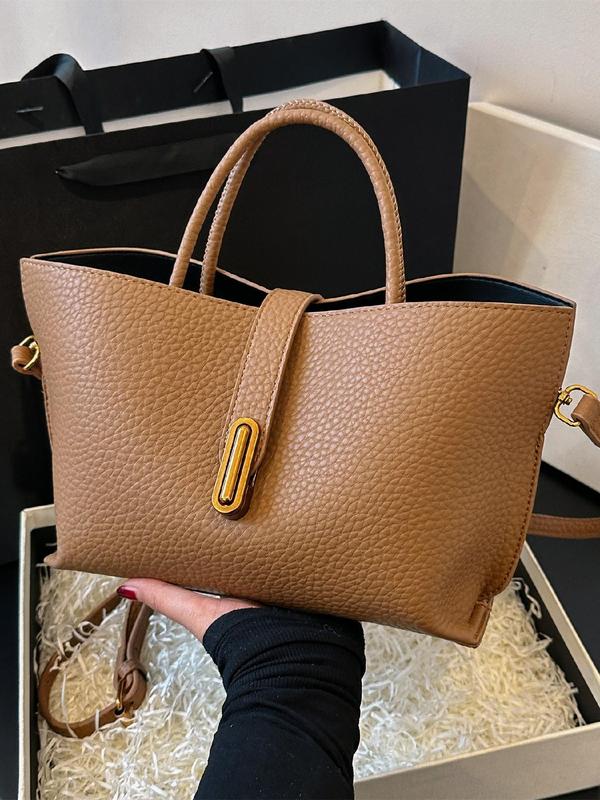 Women's Solid Color Shoulder Bag, Fashionable PU Leather Crossbody Bag for Daily Used, Casual Trendy Versatile High-quality Daily Commuting Bag 5