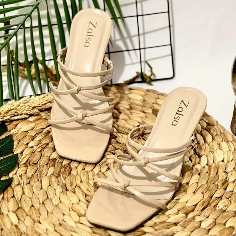 Sendal high heels wanita 5cm Tali silang Sandal 3