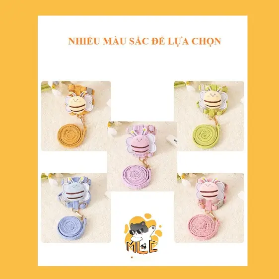 MOLACA - Dây dắt, yếm dắt chó mèo đi dạo hình con ong dễ thương, an toàn, thoải mái, dễ điều chỉnh (HÀNG LOẠI 1, CÓ SẴN) - DYO 2
