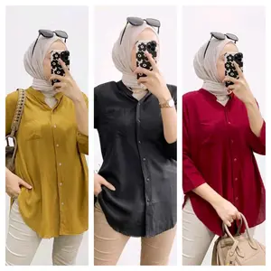 PAKET USAHA 100RB 3PCS KEMEJA CRINKLE WANITA KANCING