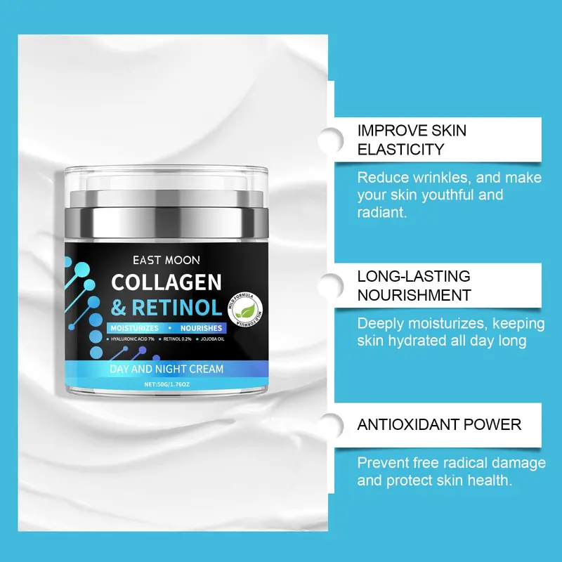 Collagen & Retinol Moisturizing Face Cream, 1 Box Deep Nourishing & Hydrating Face Cream, Face Lotion for Men, Daily Skincare Product 6