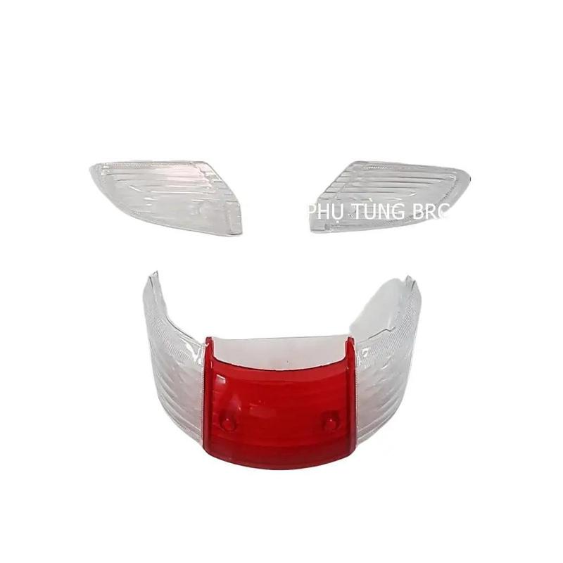 Combo chụp xi nhan trước sau màu TRẮNG và chụp đèn hậu màu đỏ xe WAVE nhỏ Wave ZX Phụ Tùng. Wave Thái 110 không lắp được. Phụ Kiện