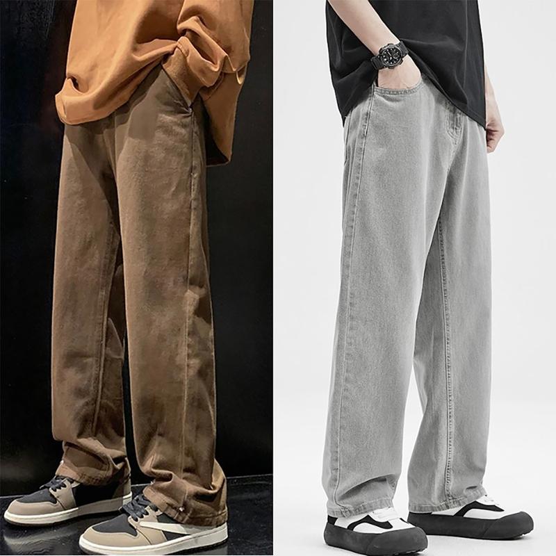 Quần jean nam suông rộng cạp cao chất vải denim mềm mịn Menswear Pants Có Túi