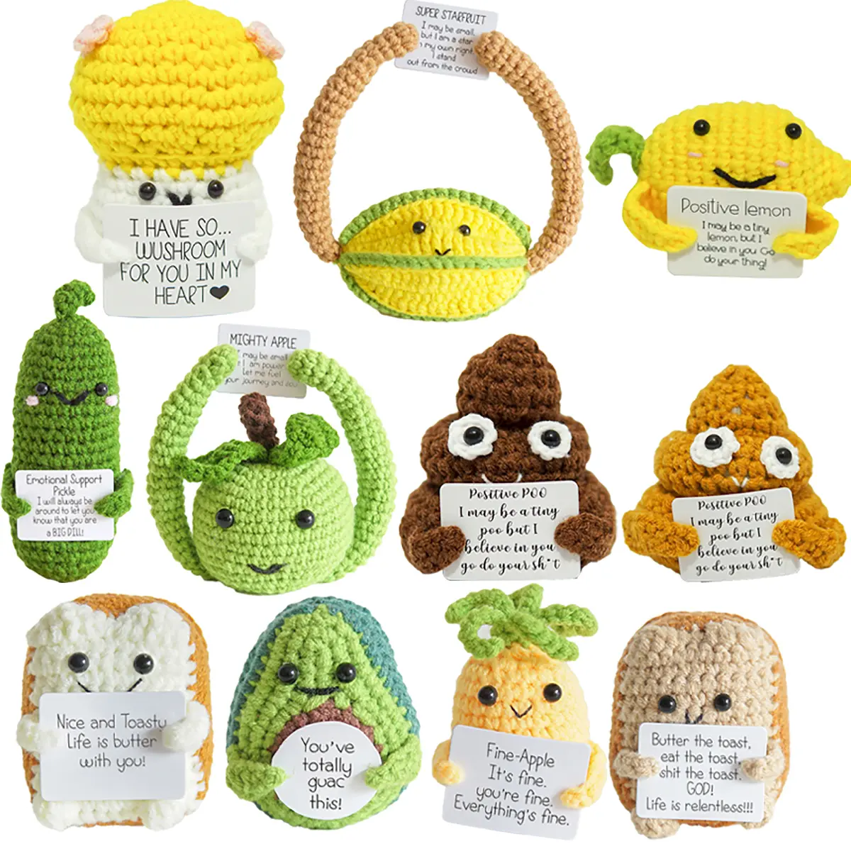 Hot Creative Positive Hug Pocket Mini Dolls Handmade Plush Wool Knitting Doll Toy