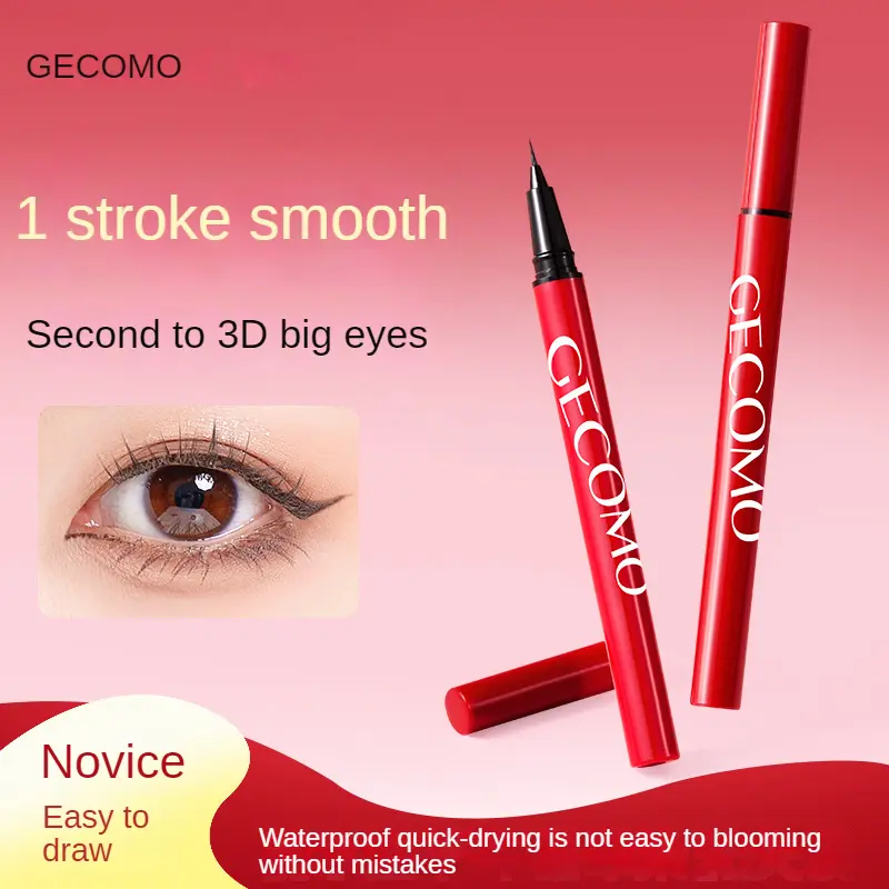 Gecomo Eye Color Fine Painting Liquid Eyeliner Not Easy to Smudge Makeup Very Fine Outline Eyeliner Smooth Brown Eyeliner