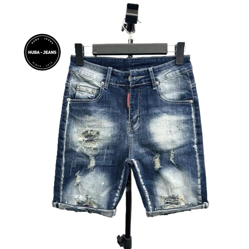 HUBA-JEANS Quần jean nam sọt  PHOM ÔM ỐNG CÔN wash xanh đen đậm rách may vá lót PHUN MÀU ÁNH NÂU Ôm gọn Menswear Pants Denim quầntàntật quần purple quần biker thông thường khóa kéo