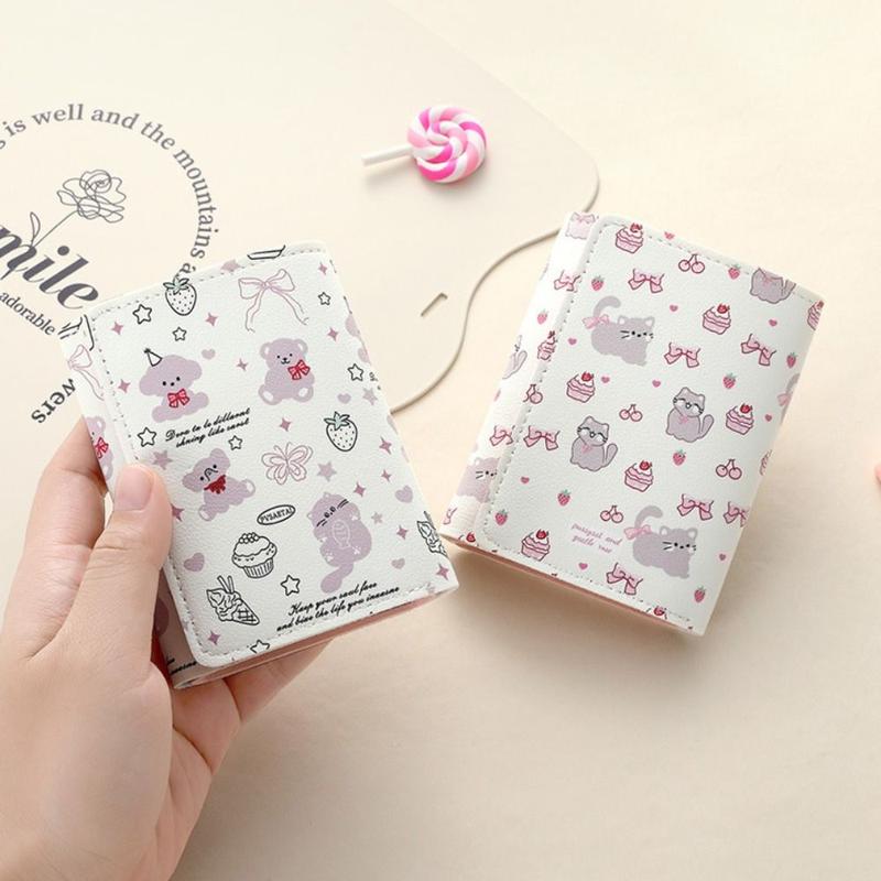 Ví ngắn, da PU dễ thương, thiết kế hoạt hình mèo Kitty, với Thắt Nơ ví đựng tiền Xu, thích hợp cho sinh viên, túi tiền 5