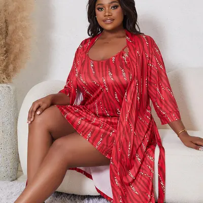 Plus size nightgown and robe set sale