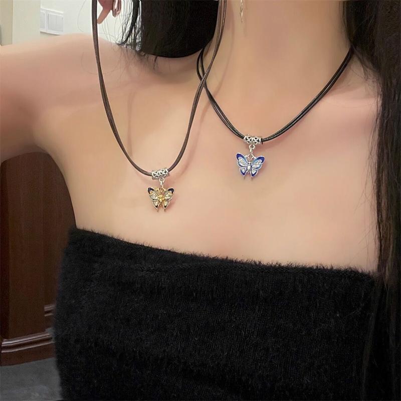 Kalung Loket Rama-rama Tali Kulit, Gaya Retro, Untuk Wanita, - TikTok ...