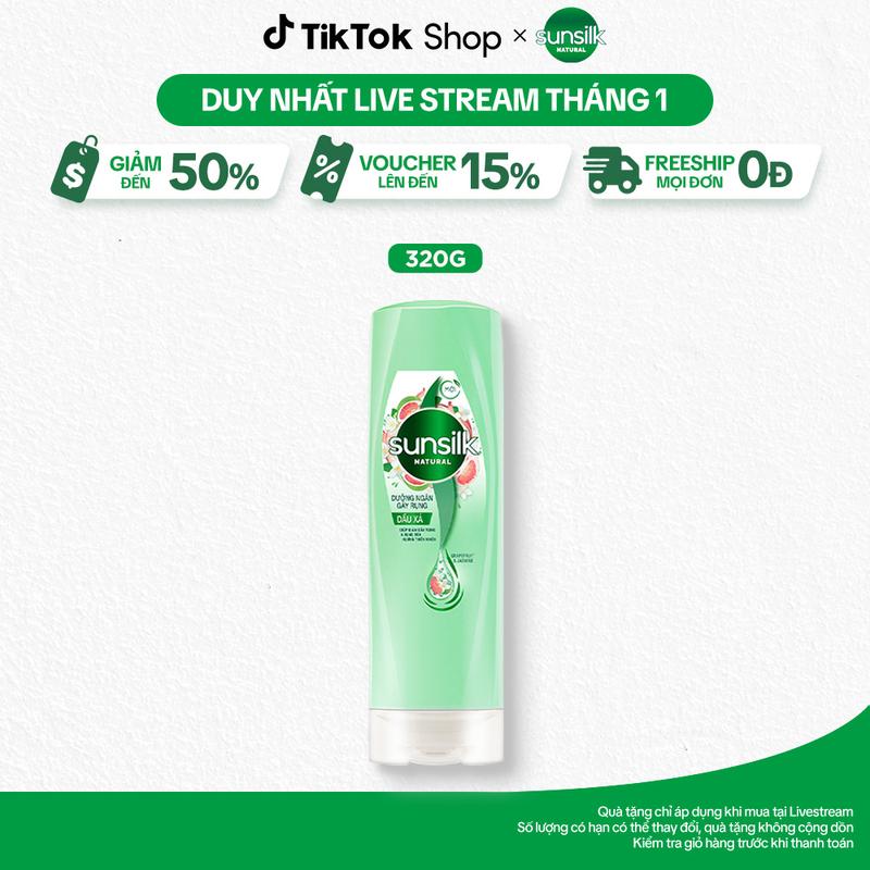   1  Dầu xả Sunsilk Natural thành phần thiên nhiên cho mái tóc tỏa hương và Hỗ Trợ Dưỡng Tóc Giảm Gãy Rụng 320g 