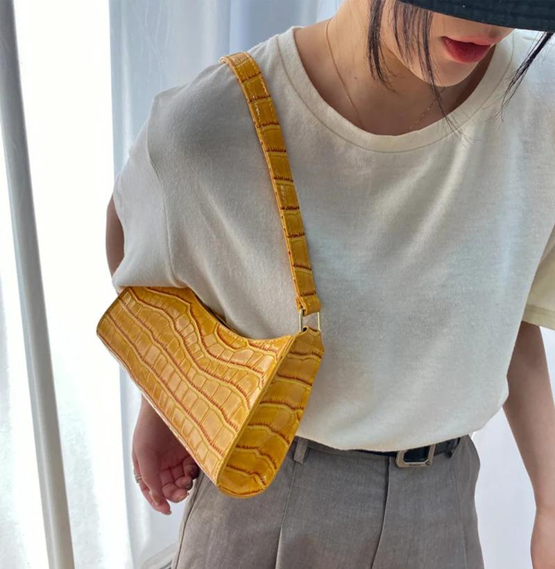 Product Introduction of Fashion PU Leather Bags for Women Alligator Pattern Armpit Handbag Female Small Underarm Messenger Bag Purse 9