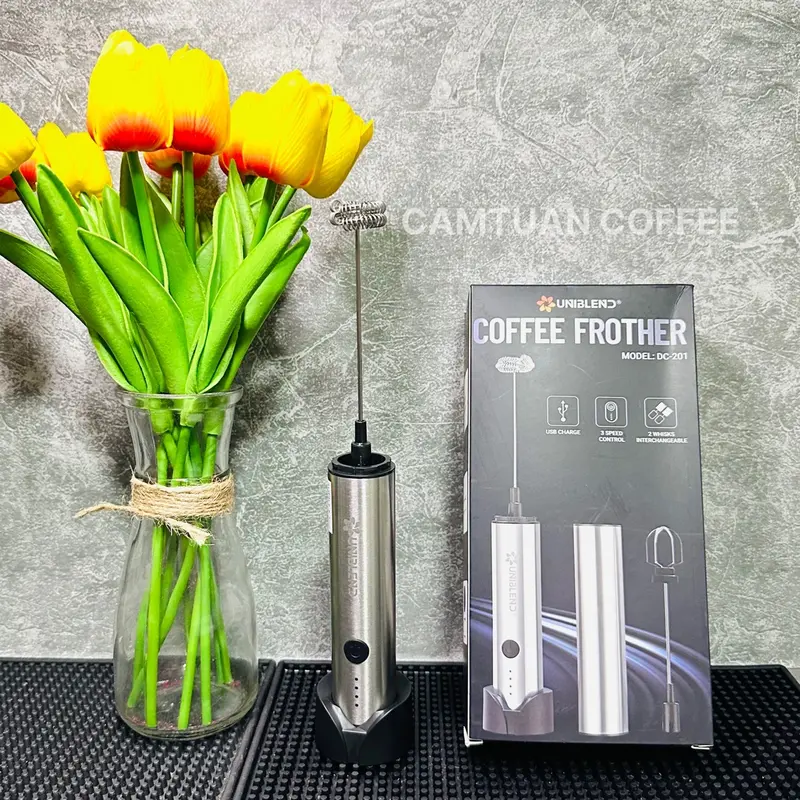 [Bảo hành 12 tháng] Máy tạo bọt cà phê, đánh trứng UNIBLEND DC-201 với 2 đầu đánh 3 tốc độ siêu mạnh, độ bền cao, thiết kế đẹp mắt Máy Đánh Bọt Máy Đánh Trứng 2